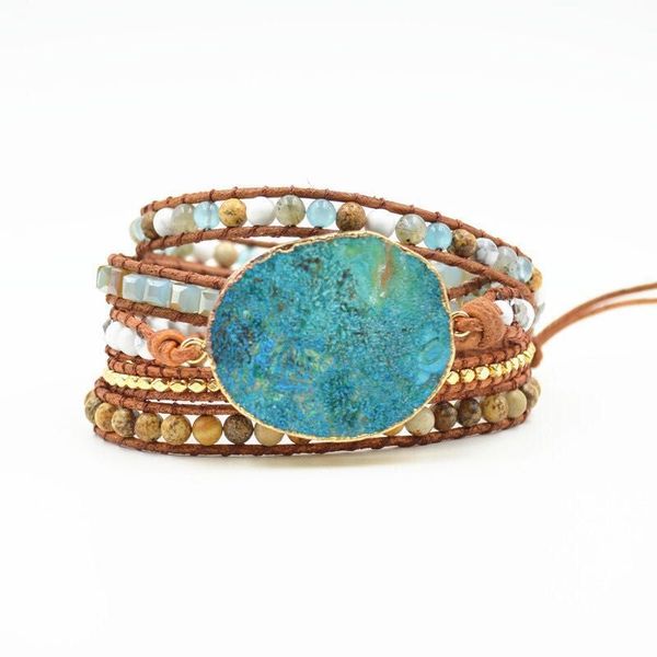 latest 2020 - 5x leather wrap beaded bracelet huge oceanstone bracelet, boho chic jewelry, bohemian bracelet valentine's gift, Golden;silver
latest 2020 - 5x leather wrap beaded bracelet huge oceanstone bracelet, boho chic jewelry, bohemian bracelet valentine's gift, Golden;silver