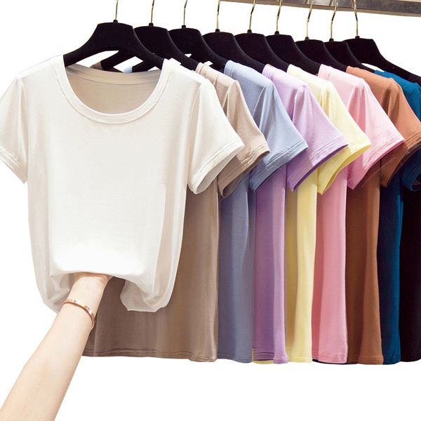 women's t-shirt gkfnmt plus size s-5xl candy color modal tshirt women clothing summer short sleeve casual solid pink tee shirt femme, White
women's t-shirt gkfnmt plus size s-5xl candy color modal tshirt women clothing summer short sleeve casual solid pink tee shirt femme, White