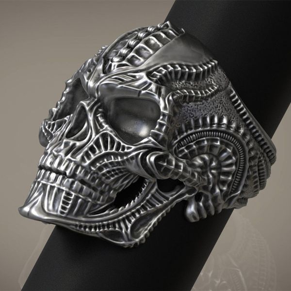 retro gothic punk style 316l stainless steel alien skull ring man bicycle locomotive ring jewelry size 7-14, Silver
retro gothic punk style 316l stainless steel alien skull ring man bicycle locomotive ring jewelry size 7-14, Silver