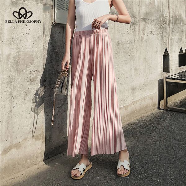 women's pants & capris 2021 summer chiffon women casual wide leg loose pleated ankle length elastic waist bottoms, Black;white
women's pants & capris 2021 summer chiffon women casual wide leg loose pleated ankle length elastic waist bottoms, Black;white