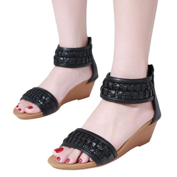 sagace women sandals 2020 summer solid color woven bohemian style sandals wedge heel plus size comfortable females shoes, Black
sagace women sandals 2020 summer solid color woven bohemian style sandals wedge heel plus size comfortable females shoes, Black