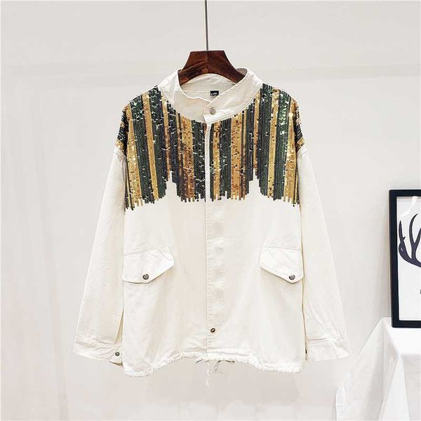 vintage jeans jacket women 2020 spring autumn long sleeve zipper sequins embroidery denim jacket loose ladies outerwear h269, Black;brown
vintage jeans jacket women 2020 spring autumn long sleeve zipper sequins embroidery denim jacket loose ladies outerwear h269, Black;brown