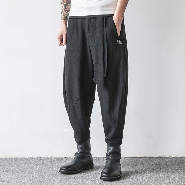 men's pants cotton linen casual harem men jogger fitness trousers male chinese traditional style harajuku bloomers pt-286, Black
men's pants cotton linen casual harem men jogger fitness trousers male chinese traditional style harajuku bloomers pt-286, Black