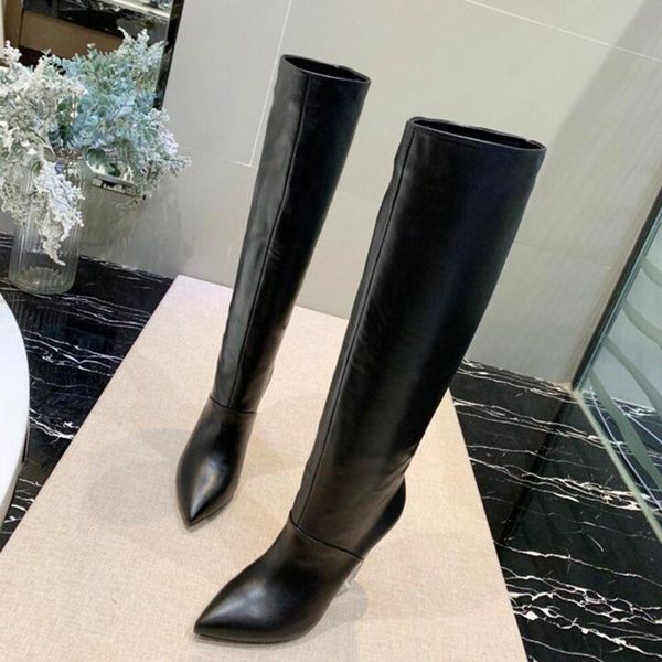 junetxin women winter knee high boots super wedges heel pointed toe boots female zipper comfortable warm boot transparent bottom, Black
junetxin women winter knee high boots super wedges heel pointed toe boots female zipper comfortable warm boot transparent bottom, Black