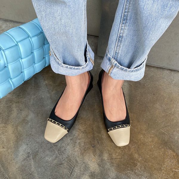 shoes woman flats mixed colors women's heels square toe all-match shallow mouth casual female sneakers metal chain dress on, Black
shoes woman flats mixed colors women's heels square toe all-match shallow mouth casual female sneakers metal chain dress on, Black