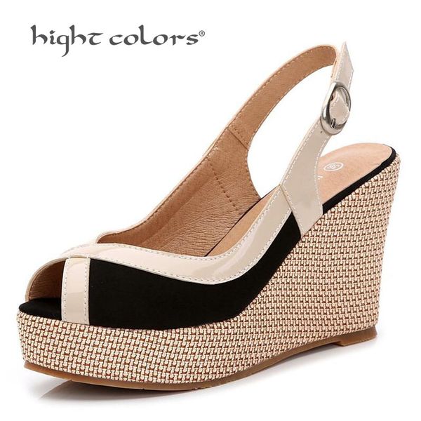 women summer wedge sandals female peep toe platform bohemia high heel sandals fashion ankle strap open toe ladies shoes cfn20-62, Black
women summer wedge sandals female peep toe platform bohemia high heel sandals fashion ankle strap open toe ladies shoes cfn20-62, Black