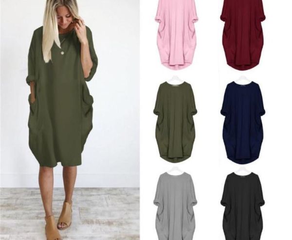 long sleeve dress women causal dresses plus size female clothes summer women pocket dresses o-neck loose, Black;gray
long sleeve dress women causal dresses plus size female clothes summer women pocket dresses o-neck loose, Black;gray