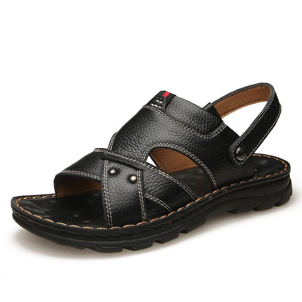 sandals genuine leather mens summer soft shoes beach men's slippers bohemia size 38-47, Black
sandals genuine leather mens summer soft shoes beach men's slippers bohemia size 38-47, Black