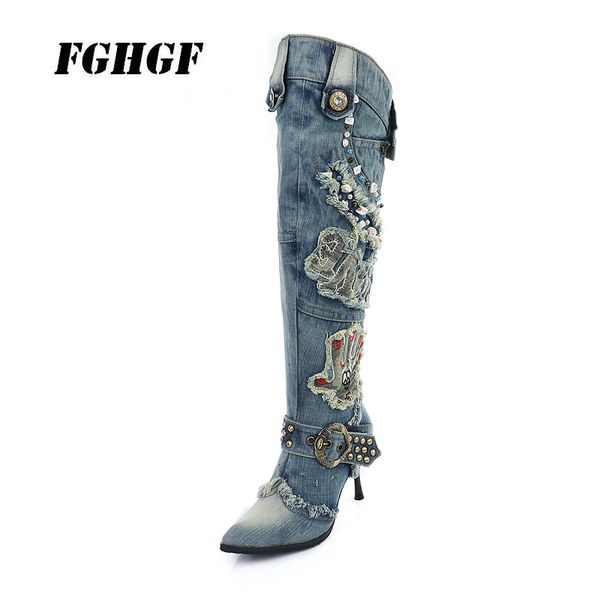 the new 2020 women's shoes fall and winter high heels wear beaded denim and stiletto women's boots knight boots, Black
the new 2020 women's shoes fall and winter high heels wear beaded denim and stiletto women's boots knight boots, Black