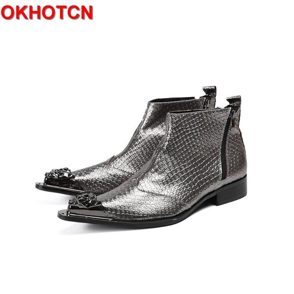 fashion silver plus size 47 men boots genuine leather metal pointed toe men shoes new spring autumn geomeric botas hombre zipper, Black
fashion silver plus size 47 men boots genuine leather metal pointed toe men shoes new spring autumn geomeric botas hombre zipper, Black