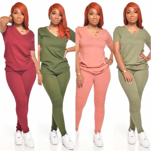 two piece outfits designer tracksuits v neck slim short sleeve womens 2pcs sets stacked pants women, Gray
two piece outfits designer tracksuits v neck slim short sleeve womens 2pcs sets stacked pants women, Gray
