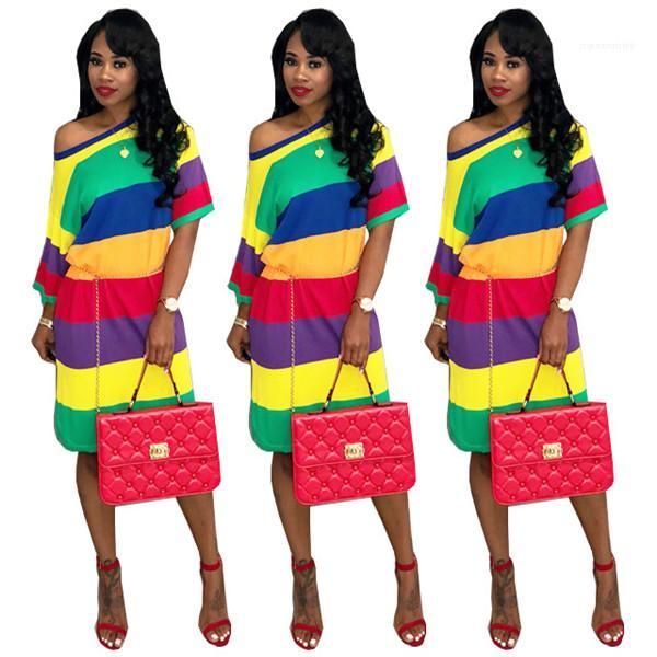 2020 womens designer dress 3/4 sleeve colorful striped casual dresses loose crew neck female clothing, Black;gray
2020 womens designer dress 3/4 sleeve colorful striped casual dresses loose crew neck female clothing, Black;gray