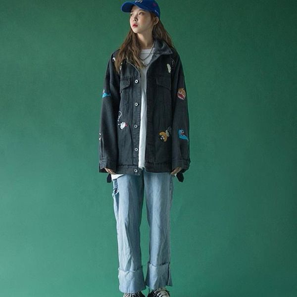 spring autumn loose fashion retro denim jacket 2020 new large size korean version women's denim jacket women jk175, Black;brown
spring autumn loose fashion retro denim jacket 2020 new large size korean version women's denim jacket women jk175, Black;brown