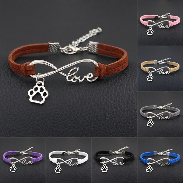 arrival small dog prints charms bracelet antique silver color infinity love leather bracelets for women, Red;blue
arrival small dog prints charms bracelet antique silver color infinity love leather bracelets for women, Red;blue
