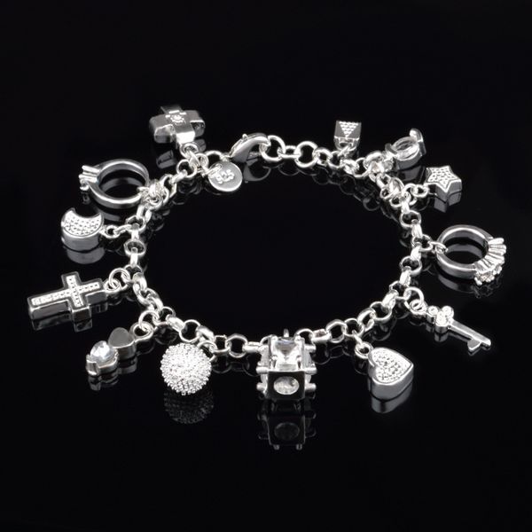 heart cross charm bracelets for women 925 sterling silver plated fashion lock star moon diamond link chain girl gift jewelry with stamp 21cm, Golden;silver
heart cross charm bracelets for women 925 sterling silver plated fashion lock star moon diamond link chain girl gift jewelry with stamp 21cm, Golden;silver