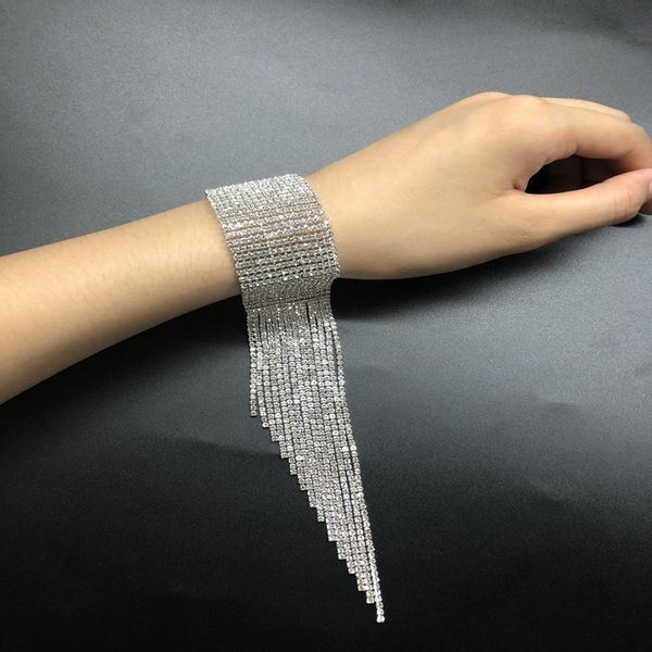 fashion long tassel rhinestone bracelet hand jewelry for women bridal crystal statement bracelets wedding jewellery, Black
fashion long tassel rhinestone bracelet hand jewelry for women bridal crystal statement bracelets wedding jewellery, Black