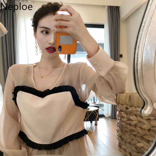 neploe retro v neck strapless patchwork chiffon shirt women korean pullover button design long sleeve blouse fashion blusas81314, White
neploe retro v neck strapless patchwork chiffon shirt women korean pullover button design long sleeve blouse fashion blusas81314, White