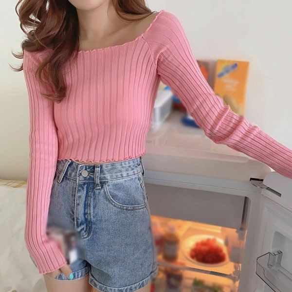 autumn new full sleeve square neck thin sweater korean basic elasticity long sleeve knitted pullovers fashion, White
autumn new full sleeve square neck thin sweater korean basic elasticity long sleeve knitted pullovers fashion, White
