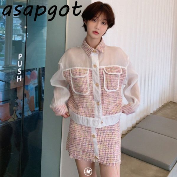 chic korea autumn clothes temperament tweed lapel long sleeve pink coat women fashion wild skirt mini sweet sets slim, Gray
chic korea autumn clothes temperament tweed lapel long sleeve pink coat women fashion wild skirt mini sweet sets slim, Gray