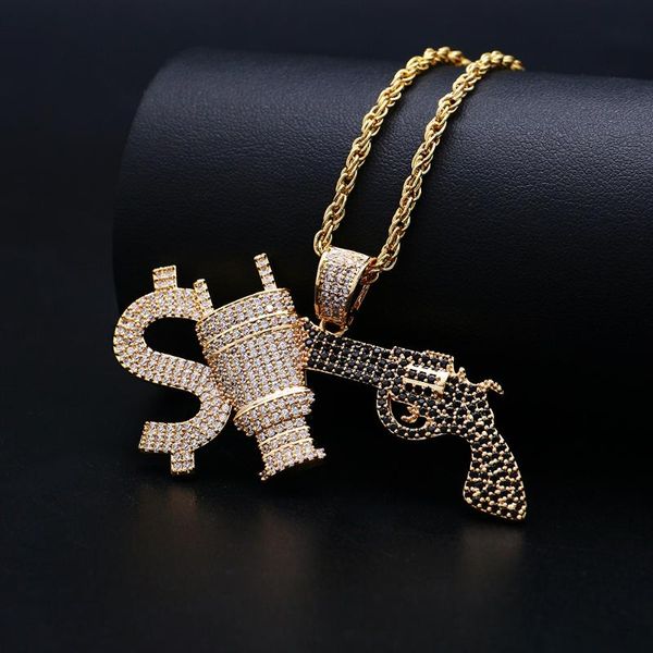 lureen hip hop cubic zircon dollar plug gun pendant necklaces for men gold silver color iced out rope chain rapper jewelry
lureen hip hop cubic zircon dollar plug gun pendant necklaces for men gold silver color iced out rope chain rapper jewelry
