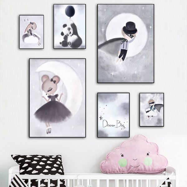 nordic watercolor cartoon unicorn panda rabbit girl canvas painting dream big poster wall pictures kids room home decoration
nordic watercolor cartoon unicorn panda rabbit girl canvas painting dream big poster wall pictures kids room home decoration