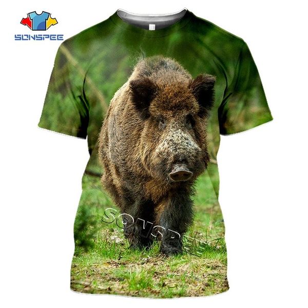 summer hunting wild boar animals 3d print shirts kawaii hippie horror men clothing
