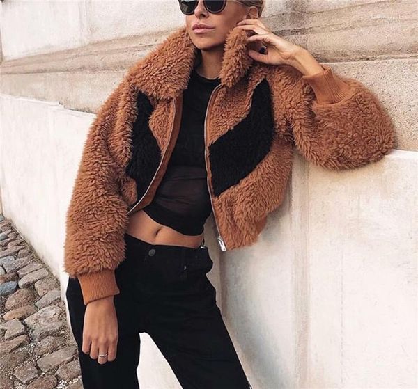 panelled color thick warm womens casual jacket winter womens designer jacket fashion women fluffy short coat, Black;brown
panelled color thick warm womens casual jacket winter womens designer jacket fashion women fluffy short coat, Black;brown