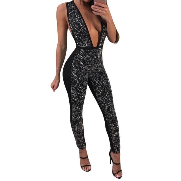 2020 summer women jumpsuit crystal deep v neck jumpsuit female slim hollow jumpsuits casual skinny solid body eminino, Black;white
2020 summer women jumpsuit crystal deep v neck jumpsuit female slim hollow jumpsuits casual skinny solid body eminino, Black;white