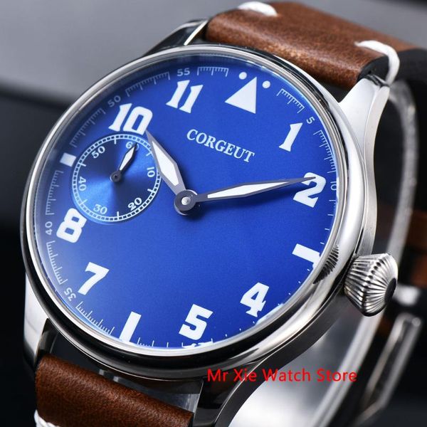 corgeut 44mm watch men 17 jewels hand winding 6497 movement luminous waterproof mechanical wristwatches leather strap, Slivery;brown
corgeut 44mm watch men 17 jewels hand winding 6497 movement luminous waterproof mechanical wristwatches leather strap, Slivery;brown