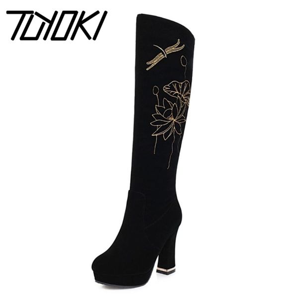 boots tuyoki fashion women knee high round toe thick heel zipper platform pattern flock shoes ladies footwear size 33-43, Black
boots tuyoki fashion women knee high round toe thick heel zipper platform pattern flock shoes ladies footwear size 33-43, Black
