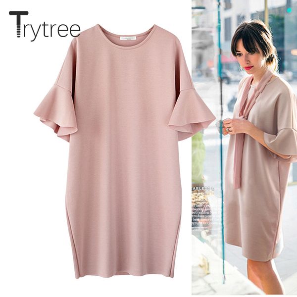 trytree summer women dress casual solid o-neck mini t shirt dresses half flare sleeve polyester ruffles loose straight dress, Black;gray
trytree summer women dress casual solid o-neck mini t shirt dresses half flare sleeve polyester ruffles loose straight dress, Black;gray