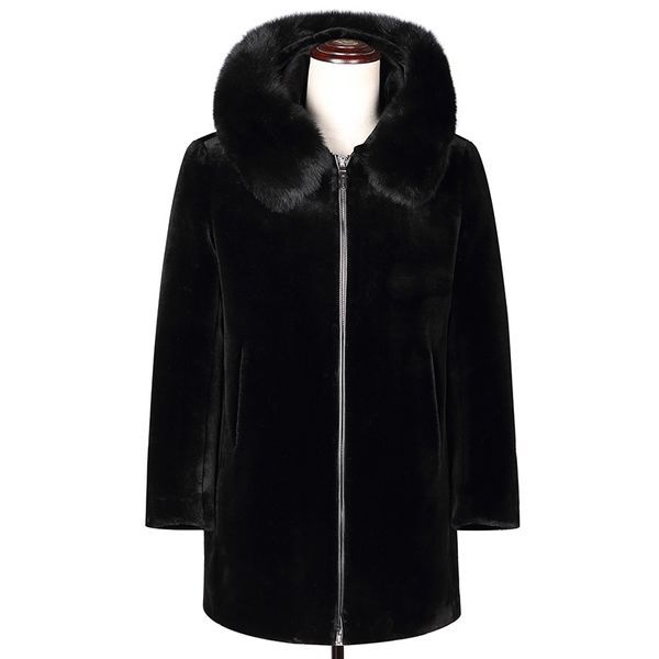 1803 new fashion men's winter clothing fur hooded zipper coat 25% sheep shearing overcoat male fur coat wool blends, Black
1803 new fashion men's winter clothing fur hooded zipper coat 25% sheep shearing overcoat male fur coat wool blends, Black