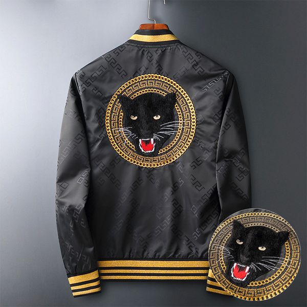 jacket men's autumn jacket fashionable men's leopard-head embroidered jacquard baseball collar windbreaker european men's jac, Black;brown
jacket men's autumn jacket fashionable men's leopard-head embroidered jacquard baseball collar windbreaker european men's jac, Black;brown