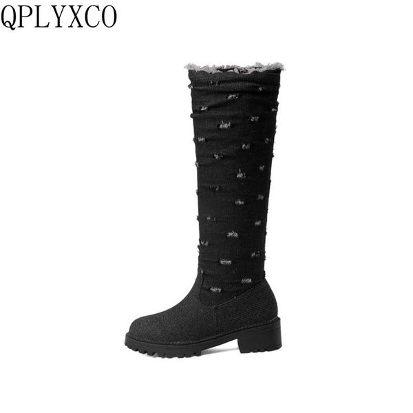 qplyxco denim stretch fabric big size 34-52 women med knee boots winter warm long round toe botas footwear shoes woman y76, Black
qplyxco denim stretch fabric big size 34-52 women med knee boots winter warm long round toe botas footwear shoes woman y76, Black