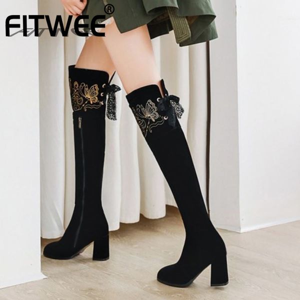 fitwee new fashion women over the knee boots round toe thick high heel zipper flower pattern shoes ladies footwear size 33-43, Black
fitwee new fashion women over the knee boots round toe thick high heel zipper flower pattern shoes ladies footwear size 33-43, Black