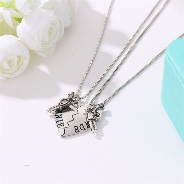 chains goin 12set/lot bonnte clyde detachable necklaces double gun pendant friendship for women gift, Silver
chains goin 12set/lot bonnte clyde detachable necklaces double gun pendant friendship for women gift, Silver