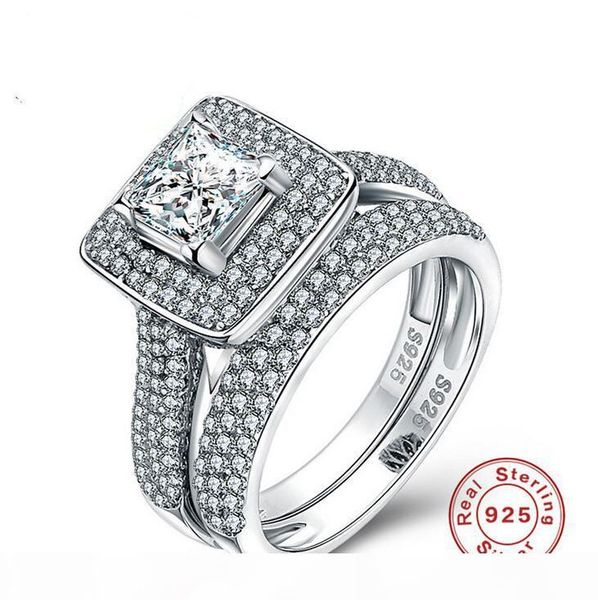 size 5-10 luxury jewelry pure 100% 925 sterling silver princess cut white sapphire gemstones cz diamond women wedding couple ring set gift, Slivery;golden
size 5-10 luxury jewelry pure 100% 925 sterling silver princess cut white sapphire gemstones cz diamond women wedding couple ring set gift, Slivery;golden
