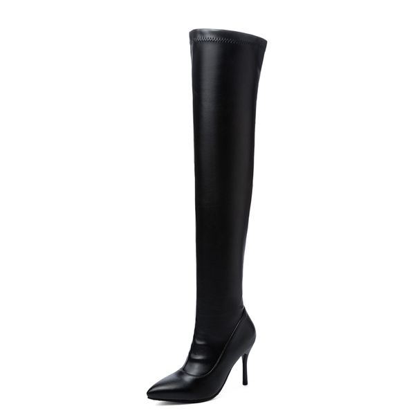 pointed toe stiletto over-the-knee boots white super high-heeled boots comfortable and high-women's shoes stretch boot, Black
pointed toe stiletto over-the-knee boots white super high-heeled boots comfortable and high-women's shoes stretch boot, Black