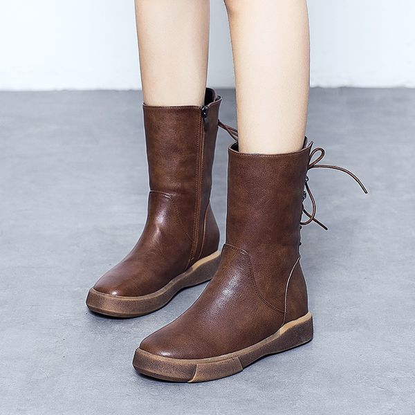 leather boots female 2020 winter new flat bottom plus velvet cotton boots british wind retro wild women's snow lh66, Black
leather boots female 2020 winter new flat bottom plus velvet cotton boots british wind retro wild women's snow lh66, Black