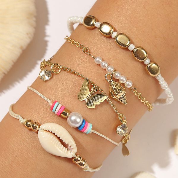 5pcs/set beach style bohemian natural shell gold butterfly chain bracelets for women boho white glass beaded charm bracelet gift, Golden;silver
5pcs/set beach style bohemian natural shell gold butterfly chain bracelets for women boho white glass beaded charm bracelet gift, Golden;silver