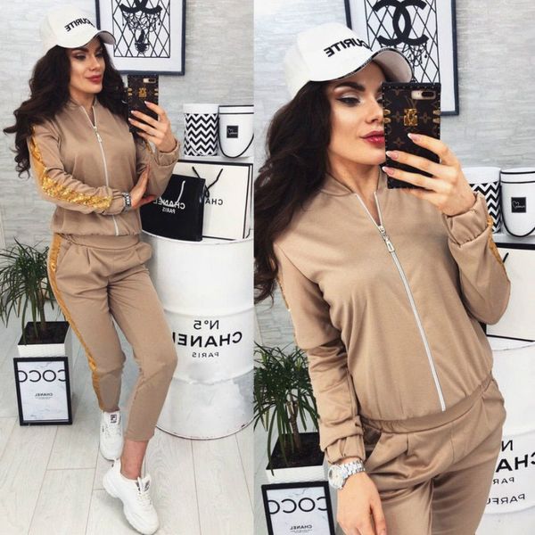20fw women's tracksuits fashion casual sequin stitching jacket trousers tracksuits size s-xl 4 colors, Gray
20fw women's tracksuits fashion casual sequin stitching jacket trousers tracksuits size s-xl 4 colors, Gray