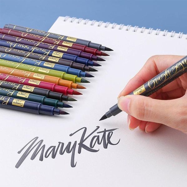 12pcs metallic color brush marker pen set soft tip drawing painting lettering calligraphy design art supplies
12pcs metallic color brush marker pen set soft tip drawing painting lettering calligraphy design art supplies