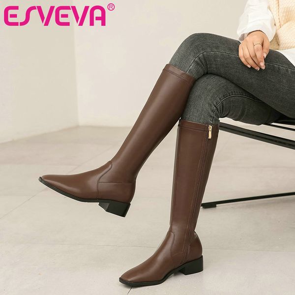 esveva 2021 fashion square med heel pu leather knee high boots women boots shoes round toe western style zipper size 34-43, Black
esveva 2021 fashion square med heel pu leather knee high boots women boots shoes round toe western style zipper size 34-43, Black