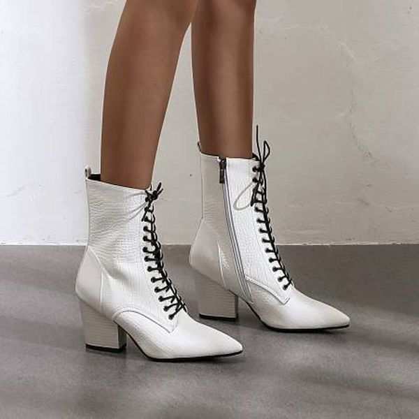 ankle strap high heels women boots pointed toe cross-tied footwear zip female booties pu shoes woman winter 2020 plus size34-43, Black
ankle strap high heels women boots pointed toe cross-tied footwear zip female booties pu shoes woman winter 2020 plus size34-43, Black