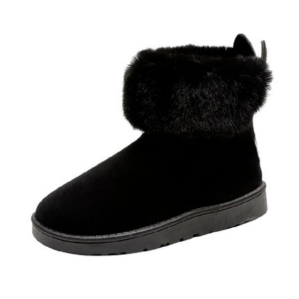 2020 winter new ladies fashion booties wild warm plus velvet ears short tube thick bottom non-slip korean women's boots, Black 
2020 winter new ladies fashion booties wild warm plus velvet ears short tube thick bottom non-slip korean women's boots, Black