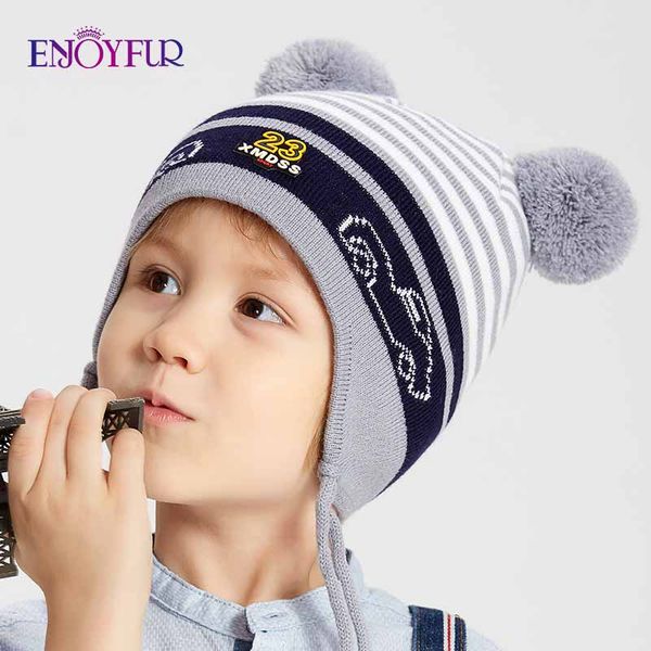 enjoyfur winter kids hat with double fur pompom boys striped knitted ears cap thick warm cotton children beanies for autumn, Yellow
enjoyfur winter kids hat with double fur pompom boys striped knitted ears cap thick warm cotton children beanies for autumn, Yellow