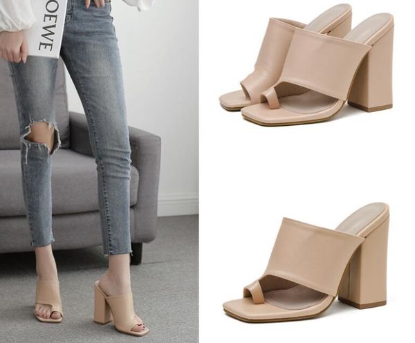 ladies slippers square toe solid color sandals fashion all-match high heels, Black 
ladies slippers square toe solid color sandals fashion all-match high heels, Black