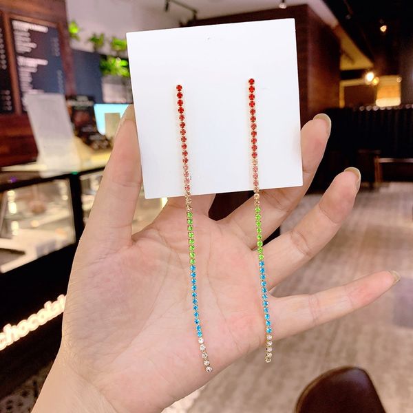 dominated 2020 new korea fine multicolor crystal temperament drop earrings women exaggerated long tassels fashion style earrings, Silver
dominated 2020 new korea fine multicolor crystal temperament drop earrings women exaggerated long tassels fashion style earrings, Silver