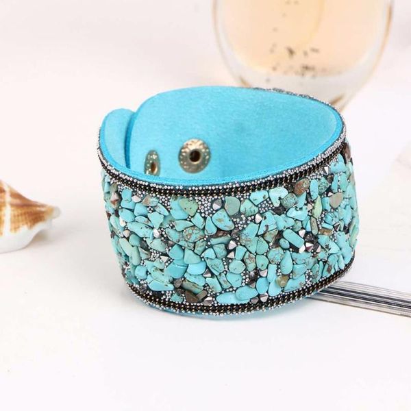 tennis punk style wide leather bracelet natural stone crystal gravel multicolor female paris fashion model show, Golden;silver
tennis punk style wide leather bracelet natural stone crystal gravel multicolor female paris fashion model show, Golden;silver