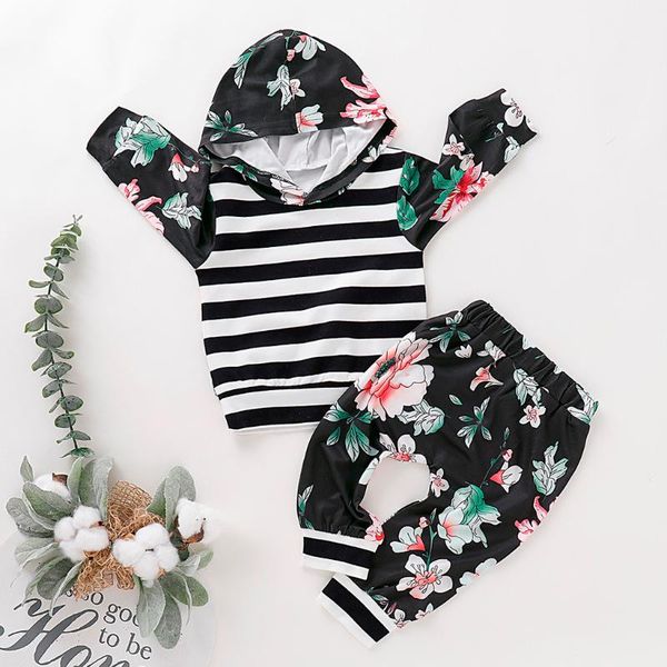children clothing sets toddler kids baby boys girls floral print striped hooded pants outfits autumn winter girls sets c50#, White
children clothing sets toddler kids baby boys girls floral print striped hooded pants outfits autumn winter girls sets c50#, White